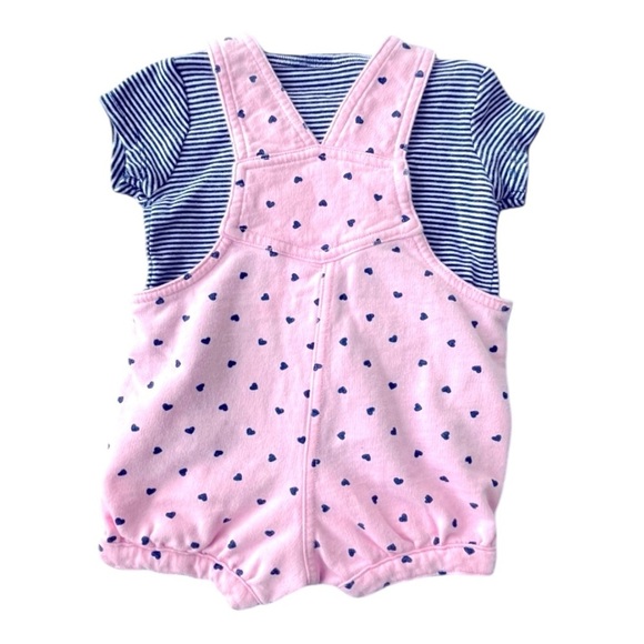 007 Carter's Heart Print Overall Short Set - Picture 3 of 4